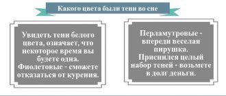 Какого цвета были тени во сне по соннику