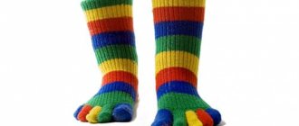 полосатые носки с пальчиками