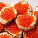 A woman dreams of red caviar